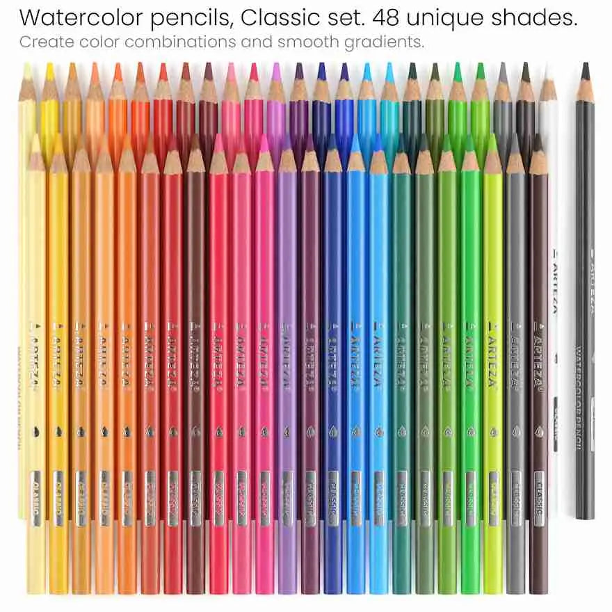 ARTEZA Classic Watercolour Coloured Pencils Set of 48